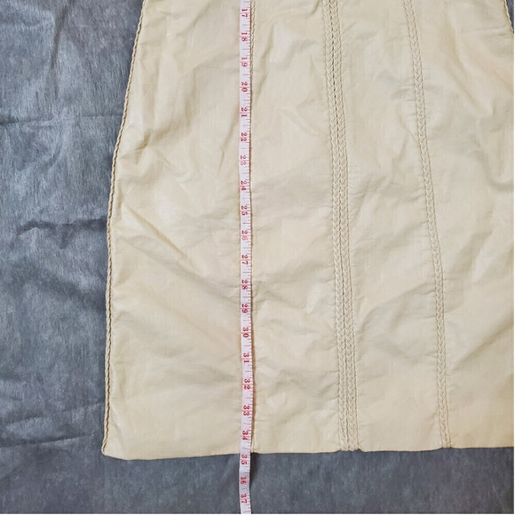 Max Studio Faux Leather Sleeveless Dress Size Small Medium Tan V-Neck - Picture 12 of 12